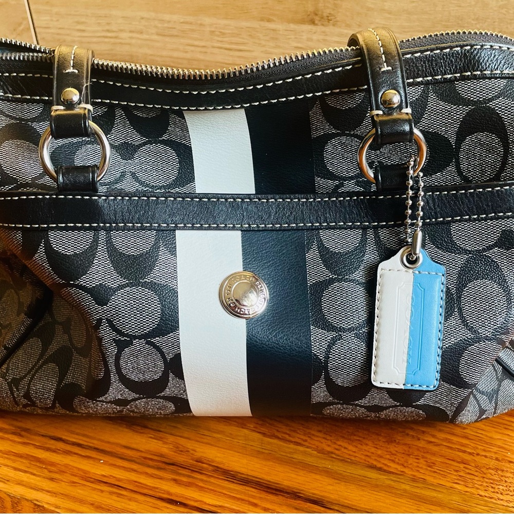 Coach Black and White Signature Shoulder Bag